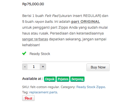 lokasi stok zippo